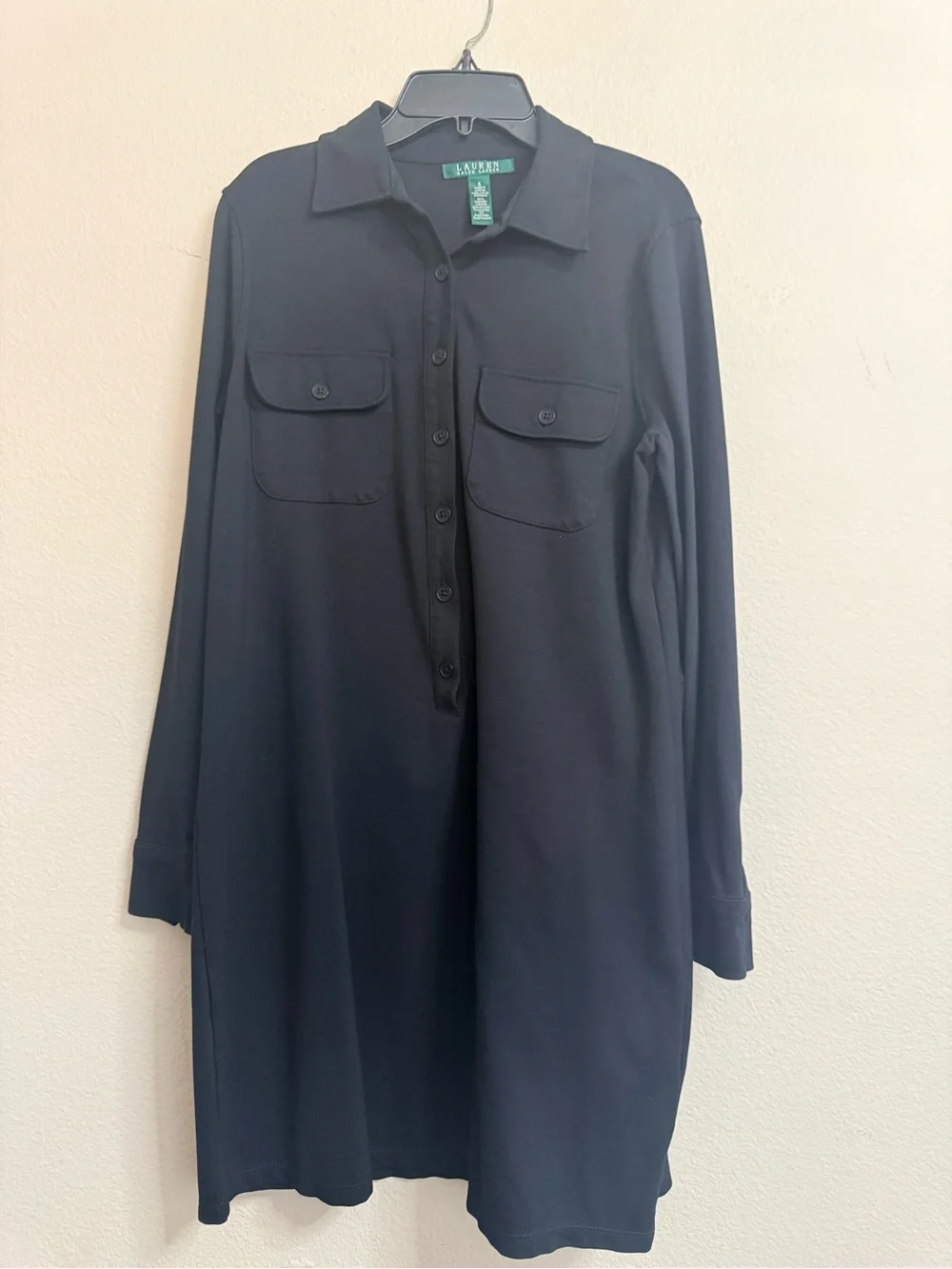 Ralph Lauren Navy Button-Front Shirt Dress